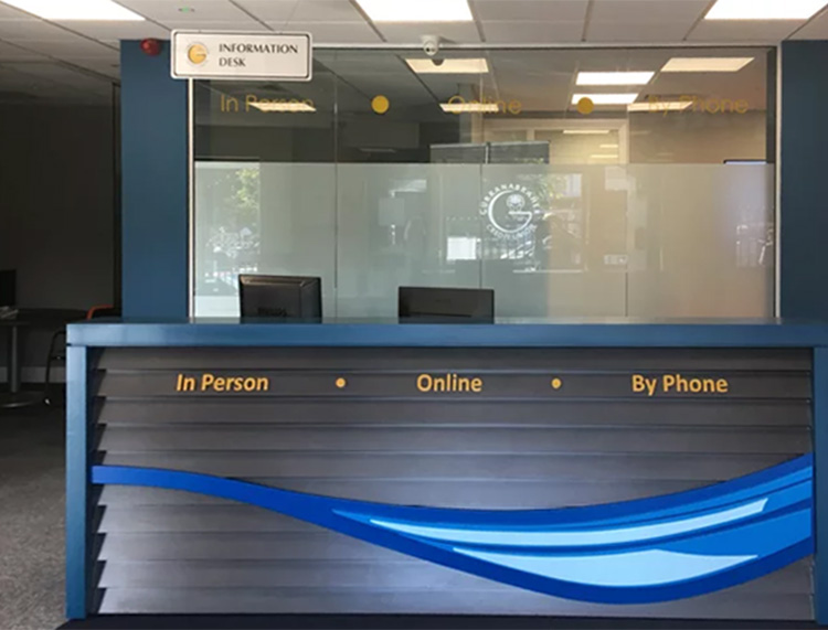 The main reception counter at Gurranabraher Credit Union in Cork City